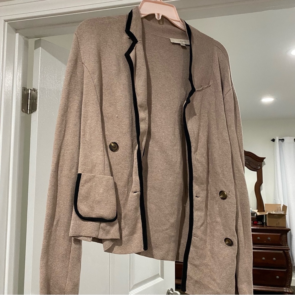 LOFT Double Breasted Knit Blazer